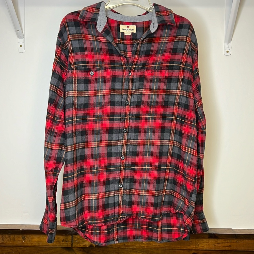 Woolrich Red & Black Plaid Cotton Button Down-‎ M